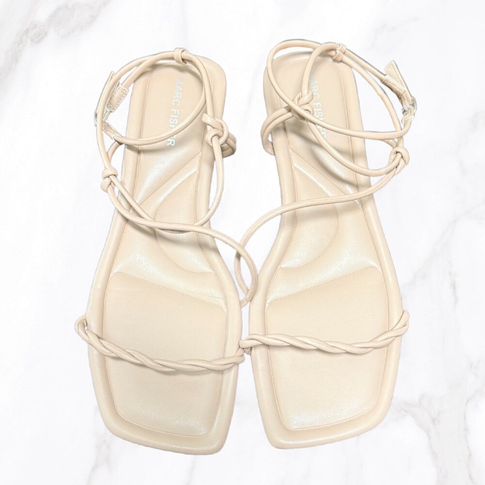 Marc Fisher Women's Beige Lakita Strappy Sandals, Size 9.5